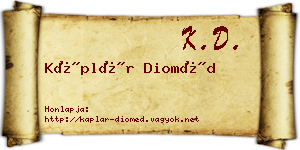 Káplár Dioméd névjegykártya